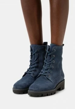 Anna Field LEATHER - Botines Con Cordones - Dark Blue, Mujer