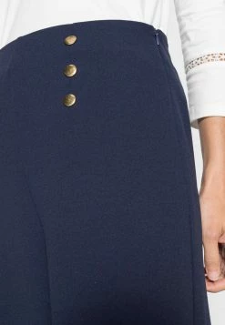 Anna Field BUTTON WAIST WIDE LEG PANTS - Pantalones - Dark Blue, Mujer -ANNA FIELD Ventas 20fd458c8cbf405da7b7b9c4a79cde5d