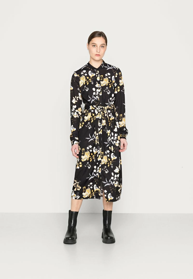 Anna Field SHIRT COLLAR MIDI BELTED DRESS - Vestido Camisero - Black/yellow/white, Mujer 3 Anna Field SHIRT COLLAR MIDI BELTED DRESS - Vestido Camisero - Black/yellow/white, Mujer