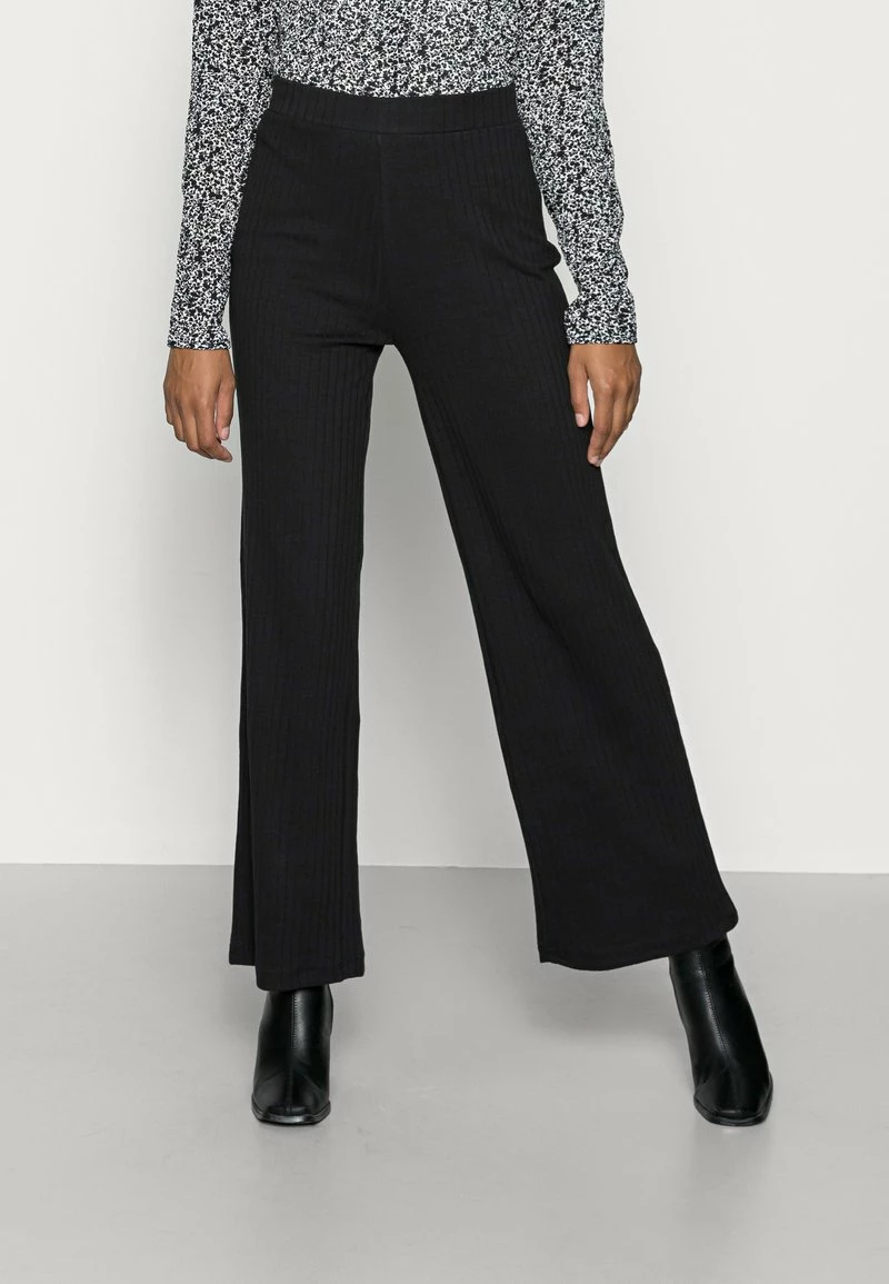 Anna Field RIBBED WIDE LEG TROUSERS - Pantalones - Black, Mujer 3 Anna Field RIBBED WIDE LEG TROUSERS - Pantalones - Black, Mujer