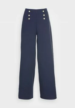 Anna Field BUTTON WAIST WIDE LEG PANTS - Pantalones - Dark Blue, Mujer -ANNA FIELD Ventas 461f1736c14549bc8b87bda6943d86e5