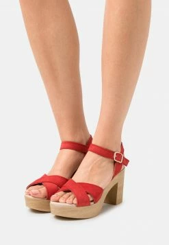Anna Field LEATHER - Sandalias De Tacón - Red, Mujer
