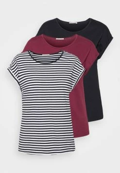 Anna Field 3 PACK - Camiseta Estampada - Black/dark Red/black, Mujer