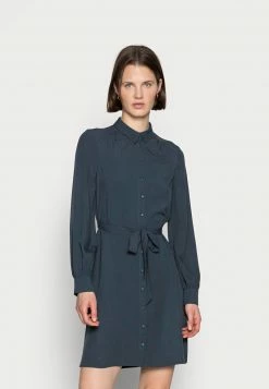 Anna Field WOVEN BLOUSE DRESS PLEATS BELT - Vestido Informal - Dark Blue, Mujer