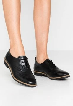 Anna Field LEATHER FLAT SHOES - Zapatos De Vestir - Black, Mujer