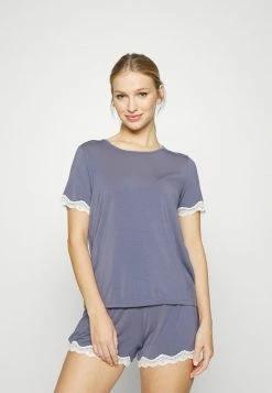 Anna Field LACE TRIM SHORT SET - Pijama - Blue, Mujer