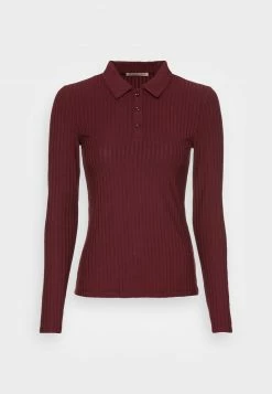 Anna Field RIBBED POLO LONGSLEEVE - Camiseta De Manga Larga - Dark Red, Mujer -ANNA FIELD Ventas 7b605d423b444246bec8aaa513ccd0cd