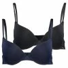 Anna Field NADINE 2PP TSHIRT BRA PLAIN MICRO W LACE WING - Sujetador Básico - Black /dark Blue, Mujer