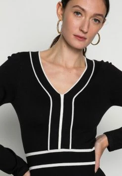 Anna Field V NECKLINE CONTRAST COLOR DRESS - Vestido De Punto - Black/white, Mujer -ANNA FIELD Ventas 8628cddb9fe043d88f0018a74f8cef83