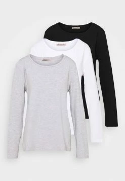 Anna Field 3 PACK - Camiseta De Manga Larga - Black/white/mottled Light Grey, Mujer -ANNA FIELD Ventas 961352bddf144aa8ae41be158008bf1b