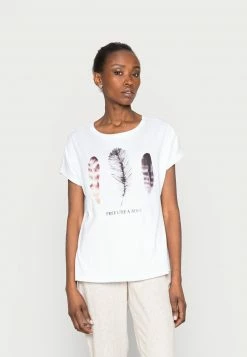 Anna Field FRANCESCA FREE LIKE A BIRD FEATHER TEE - Camiseta Estampada - White, Mujer