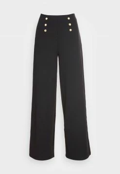 Anna Field BUTTON WAIST WIDE LEG PANTS - Pantalones - Black, Mujer -ANNA FIELD Ventas a4789d84cbc0447eb7ec484092525895