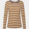 Anna Field STRIPEY CONTRAST - Camiseta De Manga Larga - Brown, Mujer