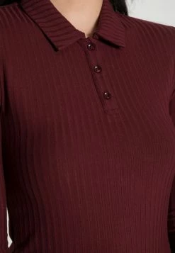 Anna Field RIBBED POLO LONGSLEEVE - Camiseta De Manga Larga - Dark Red, Mujer -ANNA FIELD Ventas b59db13e636b4b63a1a7c0bc4a03ee9f