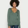 Anna Field OPEN V NECK JUMPER - Jersey De Punto - Green, Mujer