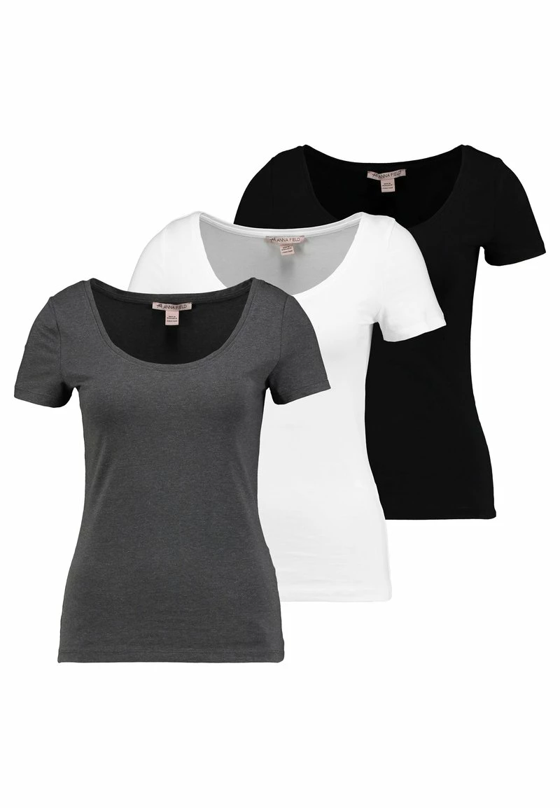 Anna Field 3 PACK - Camiseta Básica - White/black/dark Grey, Mujer 6 Anna Field 3 PACK - Camiseta Básica - White/black/dark Grey, Mujer - Imagen 4