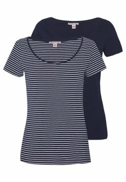 Anna Field 2 PACK - Camiseta Estampada - Navy/white, Mujer