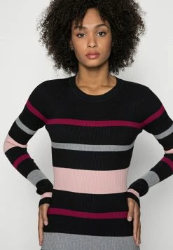 Anna Field REGULAR FIT STRIPES DRESS - Vestido De Punto - Black/red/pink, Mujer -ANNA FIELD Ventas bf36ea28ad104e1d94ced1c34fc8dd03