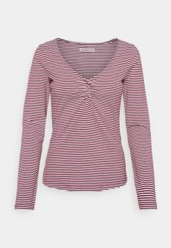 Anna Field Camiseta De Manga Larga - Dark Red/white, Mujer