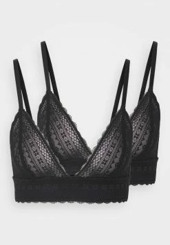 Anna Field 2 Pack Greer Lace Bralette - Sujetador Sin Aros - Black, Mujer