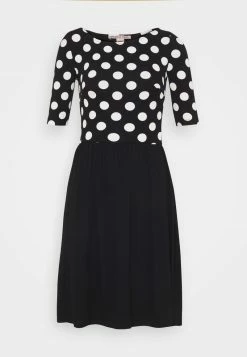 Anna Field BOAT NECK PRINT DRESS WITH SOLID SKIRT - Vestido Ligero - Black/white, Mujer -ANNA FIELD Ventas c9ad2ac6aeb84e0990ef2fa07f3442d7