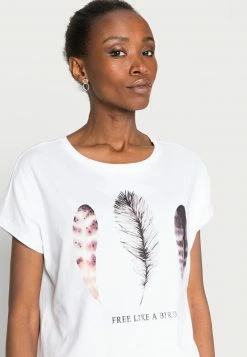 Anna Field FRANCESCA FREE LIKE A BIRD FEATHER TEE - Camiseta Estampada - White, Mujer -ANNA FIELD Ventas c9fd1cb791324504837839dc51a768d8