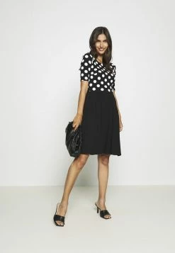 Anna Field BOAT NECK PRINT DRESS WITH SOLID SKIRT - Vestido Ligero - Black/white, Mujer -ANNA FIELD Ventas cb6d5f4e85c5415ea4e42b67ef01ad12