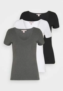 Anna Field 3 PACK - Camiseta Básica - Black, White, Mujer