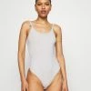 Anna Field 2PP STRING BODY - Body - White/mottled Light Grey, Mujer