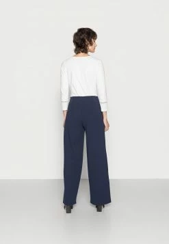 Anna Field BUTTON WAIST WIDE LEG PANTS - Pantalones - Dark Blue, Mujer -ANNA FIELD Ventas e9e0912e472d4d1f9ed0473cd9daed31