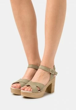 Anna Field LEATHER - Sandalias De Tacón - Khaki, Mujer