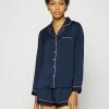 Anna Field AMANDA LONG SLEEVE SHORT SET - Pijama - Dark Blue, Mujer