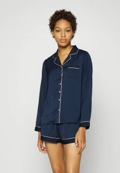 Anna Field AMANDA LONG SLEEVE SHORT SET - Pijama - Dark Blue, Mujer
